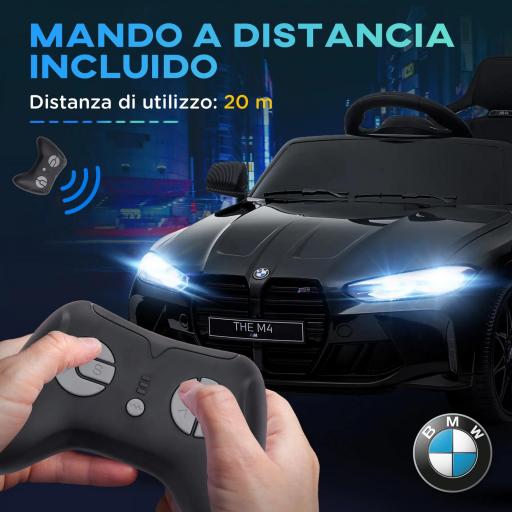 Coche Eléctrico para Niños 37-72 Meses Autorización BMW I4 con Control Remoto y Cinturón de Seguridad 115x67x45cm Blanco [5]