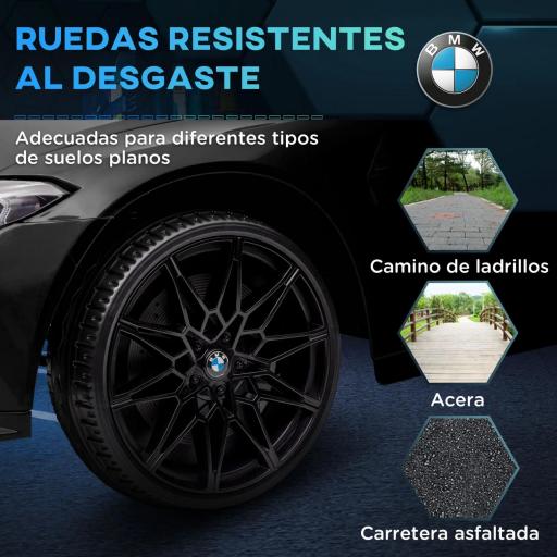 Coche Eléctrico para Niños 37-72 Meses Autorización BMW I4 con Control Remoto y Cinturón de Seguridad 115x67x45cm Blanco [6]