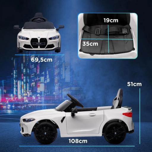 Coche de Batería para Niños 12V BMW M4 con Mando a Distancia Faros Bocina Música Velocidad 3-5 km/h Negro [2]
