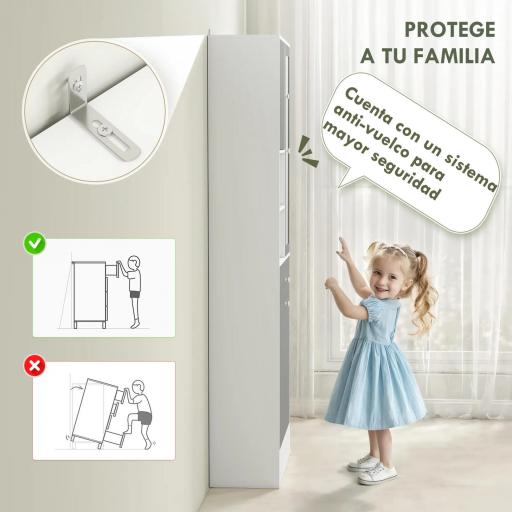 Armario de Baño con Cesto Ropa Sucia Espejo Cajón Compartimentos y Estantes Ajustables 62x28,3x181 cm Blanco y Gris [3]