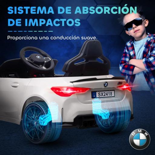 Coche de Batería para Niños 12V BMW M4 con Mando a Distancia Faros Bocina Música Velocidad 3-5 km/h Negro [6]