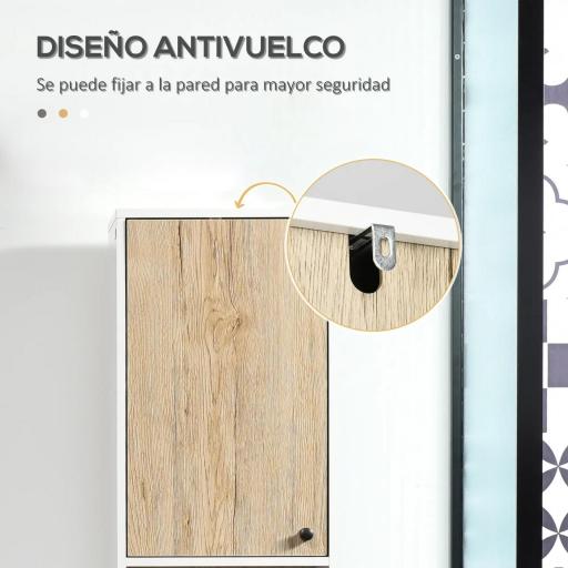 Columna de Baño con 6 Compartimentos para Ducha Aseo Dormitorio Estilo Moderno 31,5x30x169 cm Blanco y Roble [5]