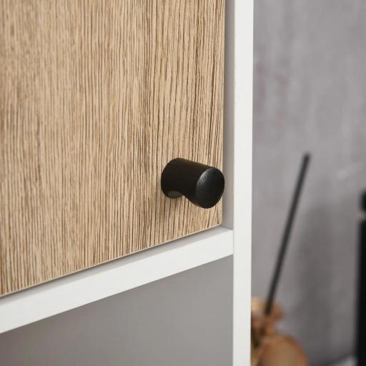 Columna de Baño con 6 Compartimentos para Ducha Aseo Dormitorio Estilo Moderno 31,5x30x169 cm Blanco y Roble [6]