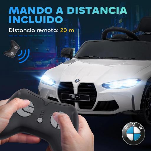 Coche de Batería para Niños 12V BMW M4 con Mando a Distancia Faros Bocina Música Velocidad 3-5 km/h Negro [5]