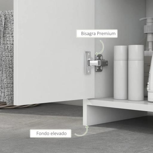 Columna Auxiliar de Baño Armario de Baño con Puerta 2 Estantes Abiertos Antivuelco Estilo Moderno 30x30x160 cm Blanco [4]