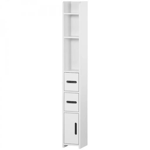 Columna Baño con 3 Puertas y 3 Estantes Mueble Auxiliar Alto de Estilo Moderno 15x17x120cm Blanco [4]