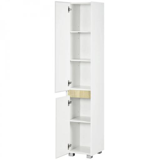 Columna de Baño Armario Alto Auxiliar con Estantes Ajustables para Ducha Aseo Dormitorio 30x33x165 cm Blanco [10]