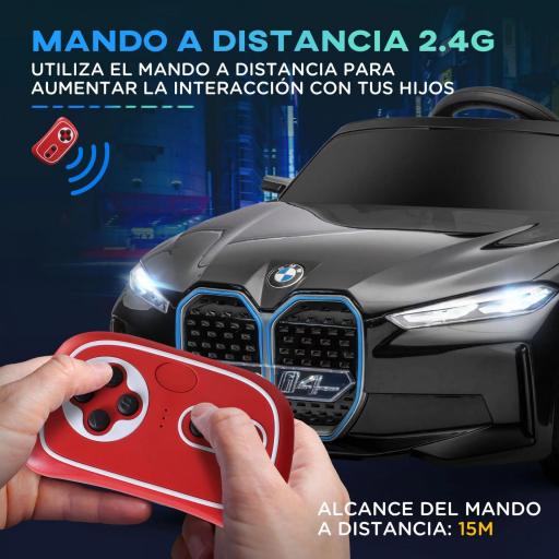 Coche de Batería para Niños 12V BMW M4 con Mando a Distancia Faros Bocina Música Velocidad 3-5 km/h Blanco [4]