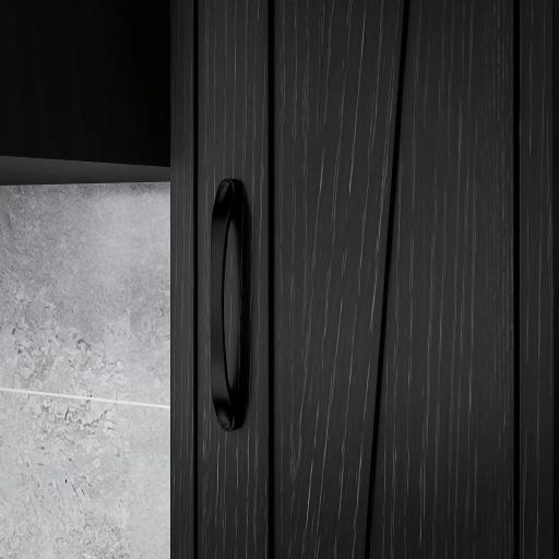 Columna de Baño con 2 Puertas Compartimento Abierto Estantes Ajustables y Portarrollos 20x20x185 cm Negro [7]