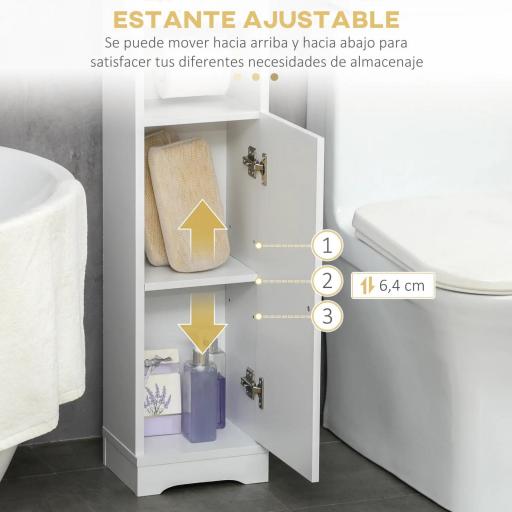 Portarrollos de Papel Higiénico con Armario para Baño con Estante Interior Ajustable 23x18x100 cm Blanco [6]