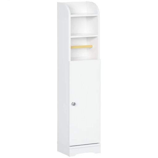 Portarrollos de Papel Higiénico con Armario para Baño con Estante Interior Ajustable 23x18x100 cm Blanco [8]