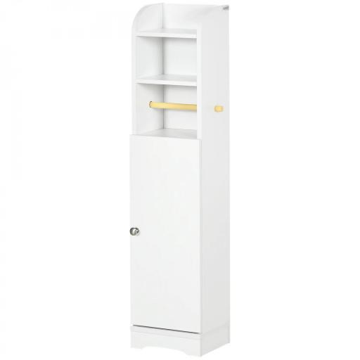 Portarrollos de Papel Higiénico con Armario para Baño con Estante Interior Ajustable 23x18x100 cm Blanco [9]