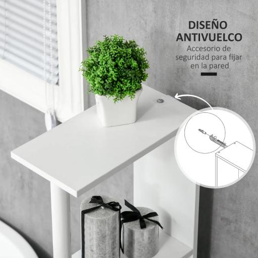Mueble de Baño con Puertas y Estantes Abiertos Armario de Baño Estilo Moderno 15,2x29,8x118 cm Gris [4]