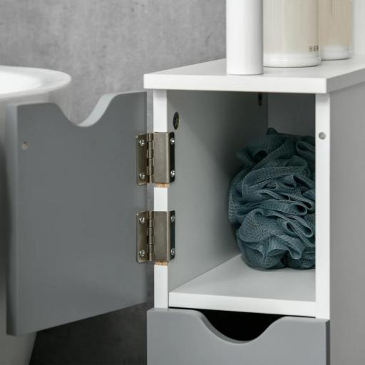 Mueble de Baño con Puertas y Estantes Abiertos Armario de Baño Estilo Moderno 15,2x29,8x118 cm Gris [6]