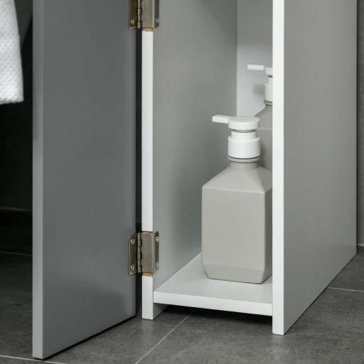 Mueble de Baño con Puertas y Estantes Abiertos Armario de Baño Estilo Moderno 15,2x29,8x118 cm Gris [7]