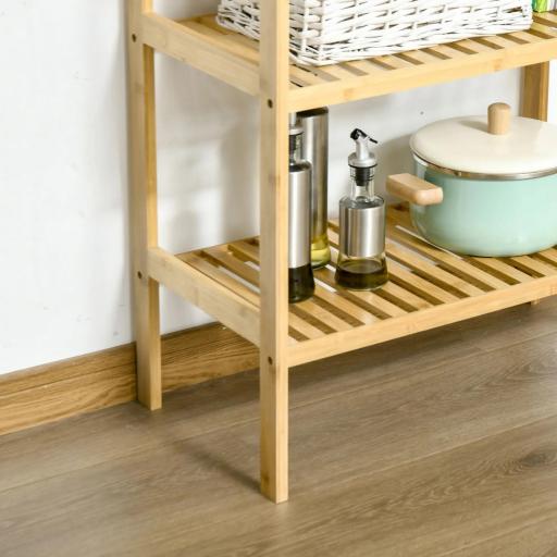 Estantería de Bambú de 3 Niveles Estantería de Pie Moderno Estante de Almacenamiento para Baño Cocina Salón Dormitorio Antivuelco 62x33x80 cm Natural [5]