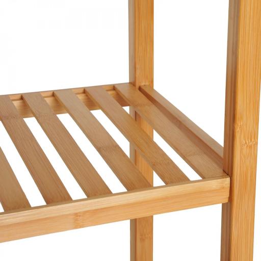 Estantería de Baño de Bambú Estantería de Almacenaje para Baño con 1 Puerta y 4 Estantes para Cocina Salón Dormitorio 33x36,5x140 cm Natural [9]