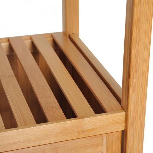 Estantería de Baño de Bambú Estantería de Almacenaje para Baño con 1 Puerta y 4 Estantes para Cocina Salón Dormitorio 33x36,5x140 cm Natural [4]