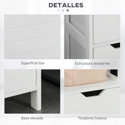 Mueble Columna con 3 Estantes Abiertos y 2 Cajones de Almacenaje Diseño Antivuelco 30x30x144 cm Blanco [2]