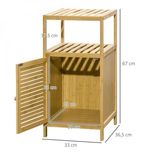 Estantería de Baño de Bambú Estantería de Almacenaje para Baño con 1 Puerta y Estante para Cocina 33x36,5x67 cm Natural [1]