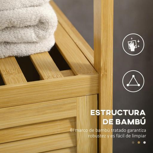 Estantería de Baño de Bambú Estantería de Almacenaje para Baño con 1 Puerta y Estante para Cocina 33x36,5x67 cm Natural [4]