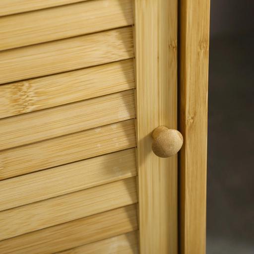 Estantería de Baño de Bambú Estantería de Almacenaje para Baño con 1 Puerta y Estante para Cocina 33x36,5x67 cm Natural [2]