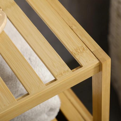 Estantería de Baño de Bambú Estantería de Almacenaje para Baño con 1 Puerta y Estante para Cocina 33x36,5x67 cm Natural [7]