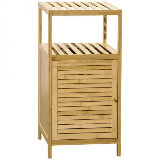 Estantería de Baño de Bambú Estantería de Almacenaje para Baño con 1 Puerta y Estante para Cocina 33x36,5x67 cm Natural [8]