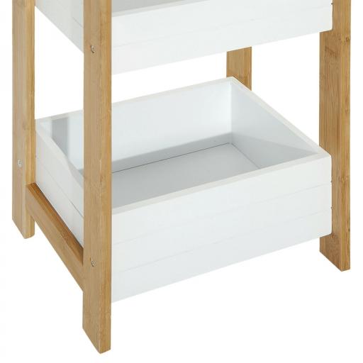 Estantería de Baño con 3 Estantes Organizador de Almacenaje Bambú para Cocina Sala de Estar Lavadero 27,5x20,8x74 cm Color Blanco y Natural [5]