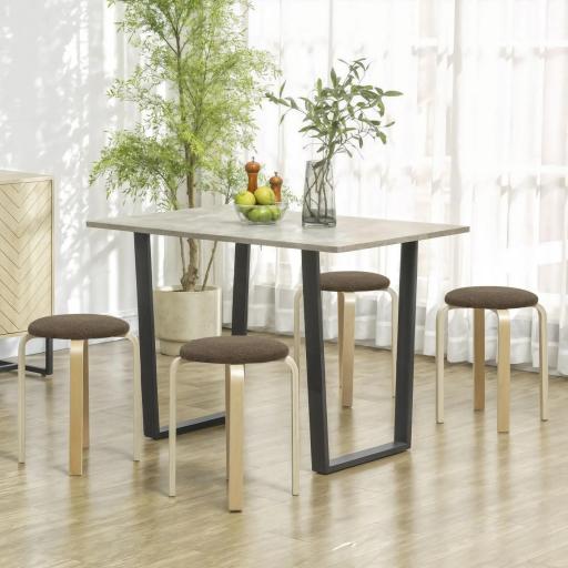 Juego de 4 Taburetes Redondos de Madera Apilables con Asiento Acolchado para Cocina Comedor Dormitorio Marrón [4]