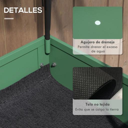 Huerto Urbano Elevado con Ruedas Cubierta de Invernadero y Estante Inferior para Cultivo Plantas 80x40x120 cm Verde [7]