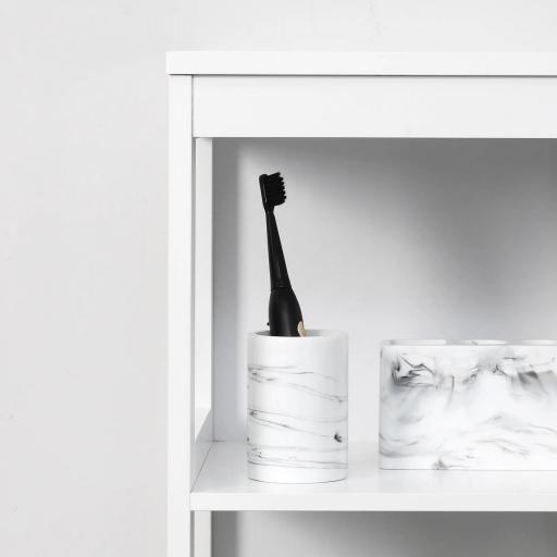 Estantería de Baño de Suelo de 5 Niveles Mueble Auxiliar de Almacenaje para Cocina Salón 30x30x140 cm Blanco [6]