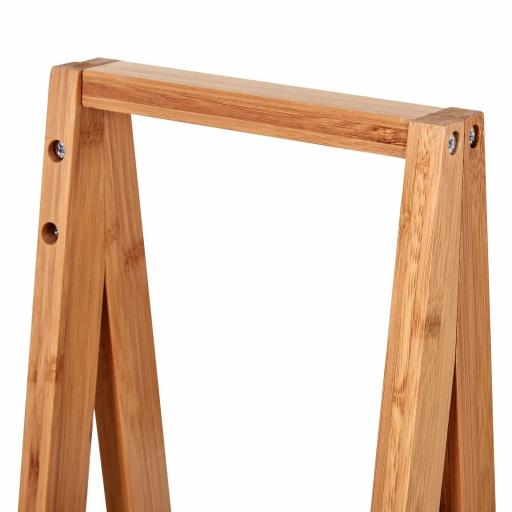 Estantería de Baño de Bambú con 3 Estantes Estantería de Almacenaje Estantería de Madera en Forma de A 30x18x81 cm Natural y Blanco [3]