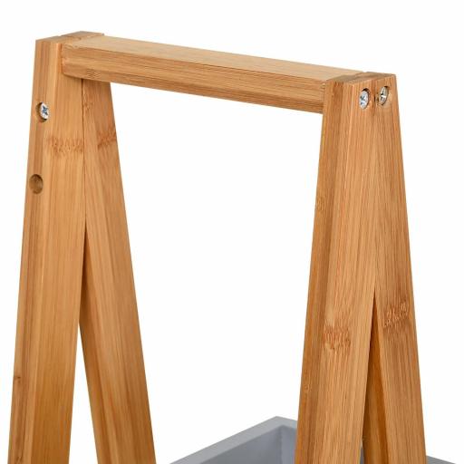 Estantería de Baño de Bambú con 3 Estantes Estantería de Madera en Forma de A 30x18x81 cm Natural y Gris [4]