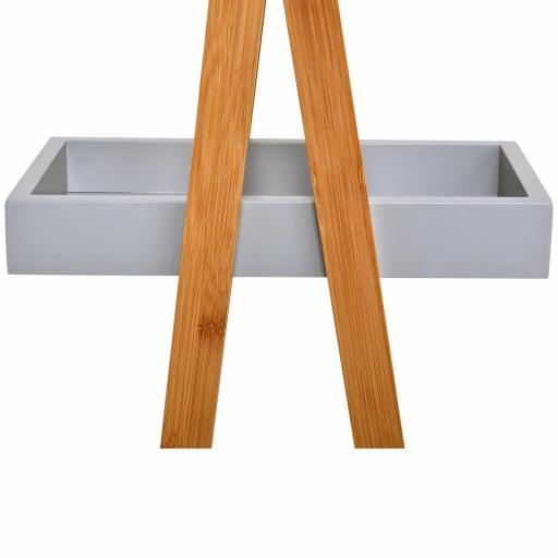 Estantería de Baño de Bambú con 3 Estantes Estantería de Madera en Forma de A 30x18x81 cm Natural y Gris [3]