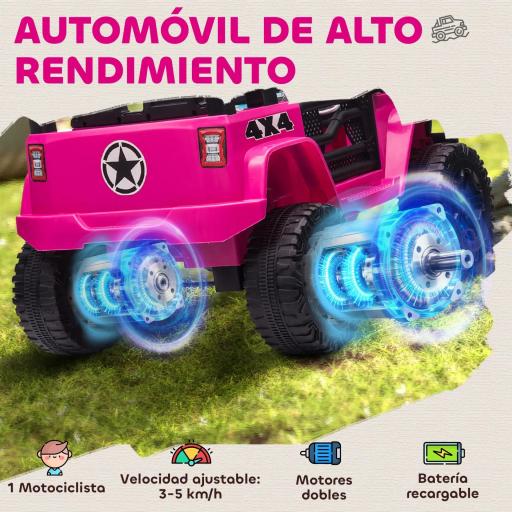 Coche Eléctrico para Niños de +3 Años Vehículo Todoterreno de Batería 12V con Control Remoto 100x65x72 cm Blanco [1]