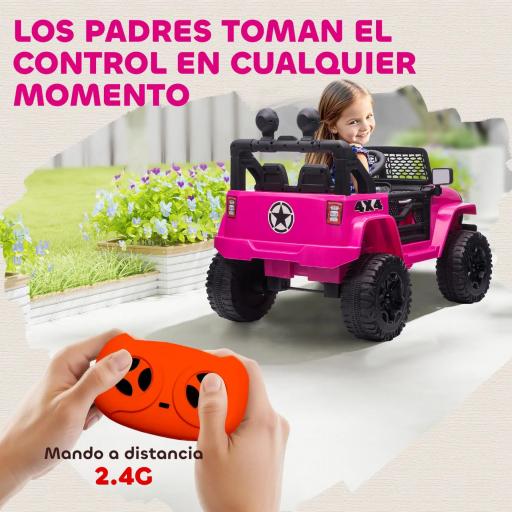 Coche Eléctrico para Niños de +3 Años Vehículo Todoterreno de Batería 12V con Control Remoto 100x65x72 cm Blanco [6]