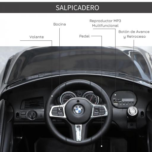 Coche de Batería para Niños 12V BMW M4 con Mando a Distancia Faros Bocina Música Velocidad 3-5 km/h Azul [5]