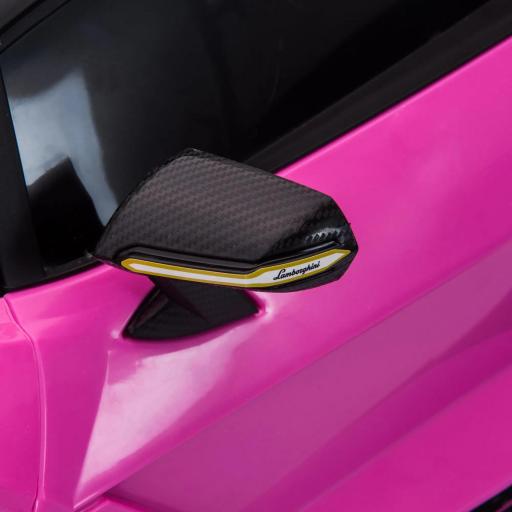 Coche Eléctrico para Niños de +3 Años Lamborghini SIAN Coche de Batería 12V con Mando a Distancia Apertura de Puerta Música MP3 USB y Faros 3-5 km/h 108x62x40 cm Rosa [7]