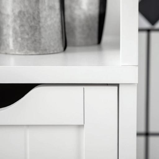 Armario Alto de Baño Estrecho con 3 Cajones y 2 Estantes Abiertos Estilo Moderno 30x30x141,6 cm Blanco [5]