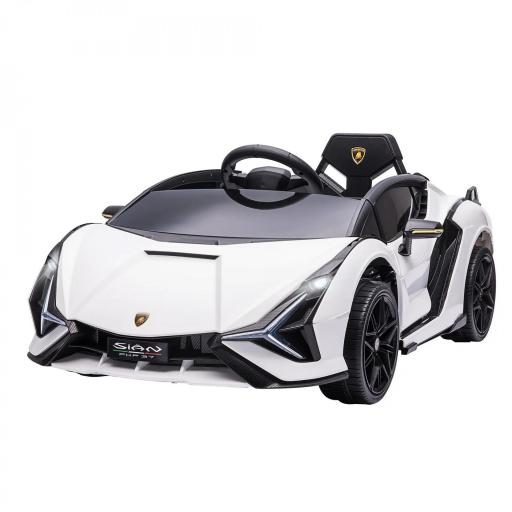 Coche Eléctrico Lamborghini SIAN 12V para Niños de +3 Años con Mando a Distancia Música MP3 USB 108x62x40 cm Blanco [8]