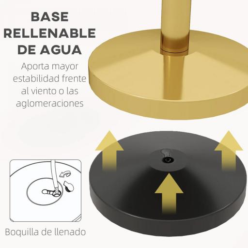 Juego de 2 Postes Separadores de Acero Inoxidable con Cuerda de Terciopelo Roja de 1,5 m y Base Rellenable Dorado [6]