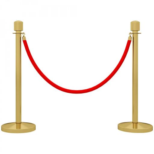 Juego de 2 Postes Separadores de Acero Inoxidable con Cuerda de Terciopelo Roja de 1,5 m y Base Rellenable Dorado [8]