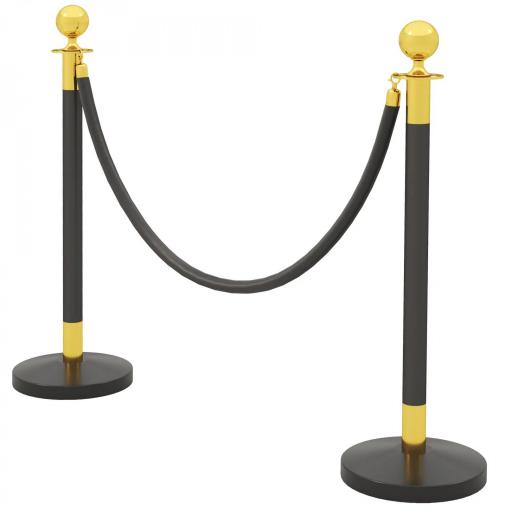 Postes Separadores de Acero Inoxidable de 2 Piezas 96 cm de Altura Base Rellenable 2 Cuerdas de Terciopelo Negro [9]