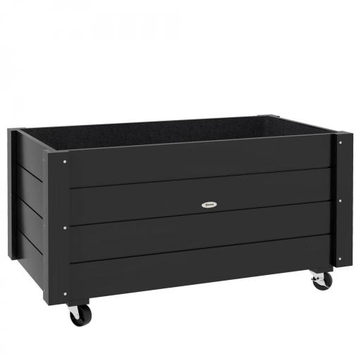 Jardinera de Madera de Exterior con Orificios de Drenaje y Tela no Tejida para Flores Plantas 89x48x47 cm Negro [10]