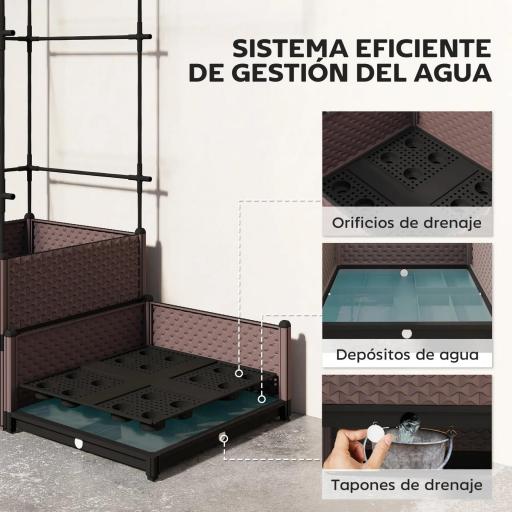 Jardinera con Enrejado Metálico para Plantas Trepadoras 2 Macetas de PP con Orificios de Drenaje 100x50x174 cm Negro [5]