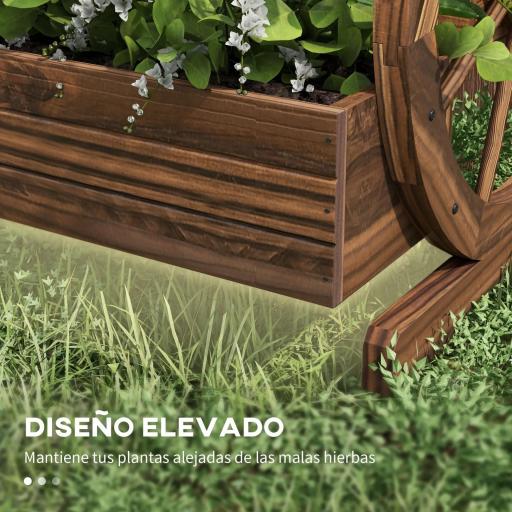 Jardinera de Madera Macetero Exterior de 3 Niveles Diseño de Escalera Orificios de Drenaje 61x62x57 cm Carbonizado [5]
