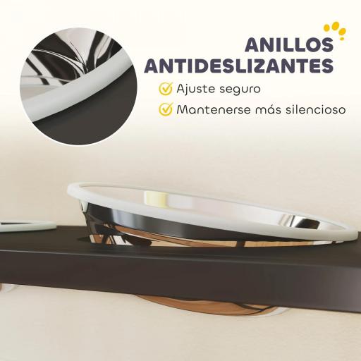 Comedero Perro Elevado con Cajón de Tela 2 Cuencos de Acero Inoxidable 2x800 ml Altura Ajustable 2 Estantes Negro [3]