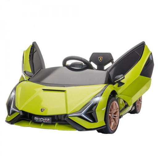 Coche Eléctrico para Niños de +3 Años Lamborghini SIAN Coche de Batería 12V con Mando a Distancia Apertura de Puerta Música MP3 USB y Faros 3-5 km/h 108x62x40 cm Verde [9]