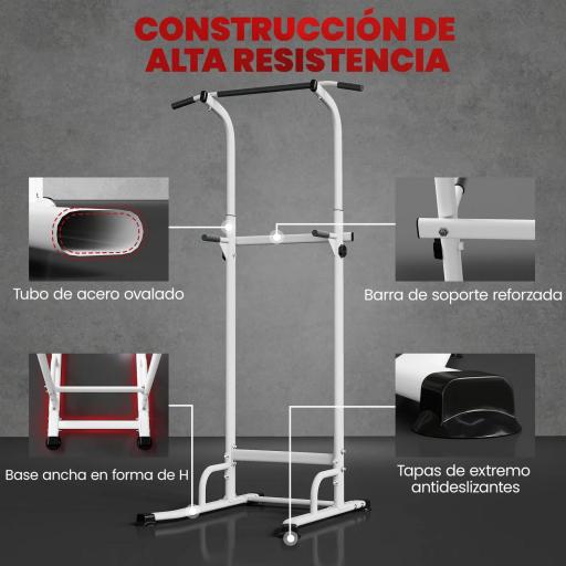 Barra de Dominadas Altura Regulable Estación de Fondos Resistente para Gimnasio en Casa Entrenamiento de Fuerza Blanco [2]